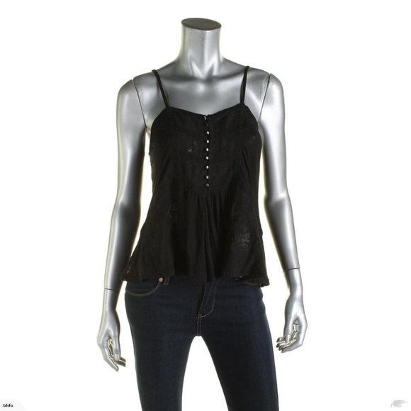 Black Lace Sweetheart Neckline Peplum Top L - Picture 2 of 5